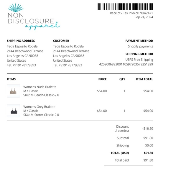 Non Disclosure Apparel - Eli Bralette - Women's Sz. Medium (bundle of two) - Picture 7 of 12